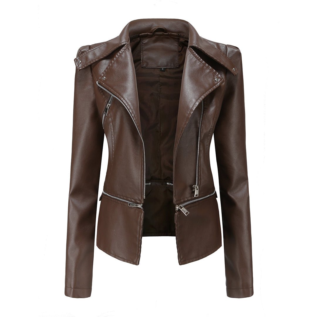 Sally | Chaqueta de Polipiel Biker Desmontable - StilfulltWomen's jacketsCaféSSally | Chaqueta de Polipiel Biker Desmontable