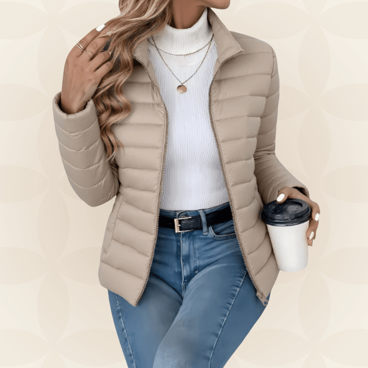 Saskia | Chaqueta Acolchada Ligera de Entretiempo - StilfulltWomen's jacketsBeigeXSSaskia | Chaqueta Acolchada Ligera de Entretiempo