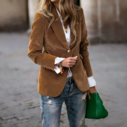 Séraphine | Blazer de Terciopelo Entallado - StilfulltWomen's jacketsMarrón caféSSéraphine | Blazer de Terciopelo Entallado