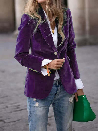 Séraphine | Blazer de Terciopelo Entallado - StilfulltWomen's jacketsMoradoSSéraphine | Blazer de Terciopelo Entallado