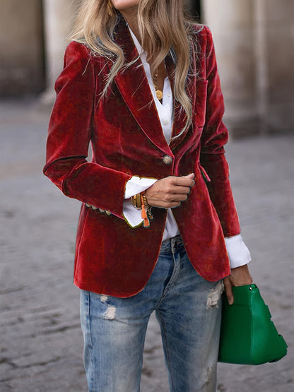 Séraphine | Blazer de Terciopelo Entallado - StilfulltWomen's jacketsMAELIS-DR-SRojo oscuroSSéraphine | Blazer de Terciopelo Entallado