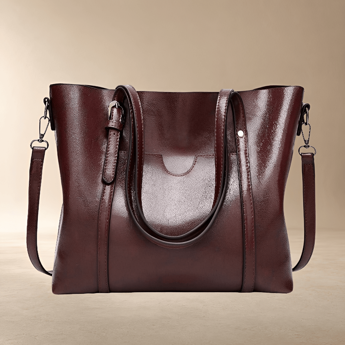 Serena | Bolso Tote de Gran Capacidad con Bandolera Extraíble - StilfulltWomen's handbagsVIVA398050MODAMarrón oscuroSerena | Bolso Tote de Gran Capacidad con Bandolera Extraíble