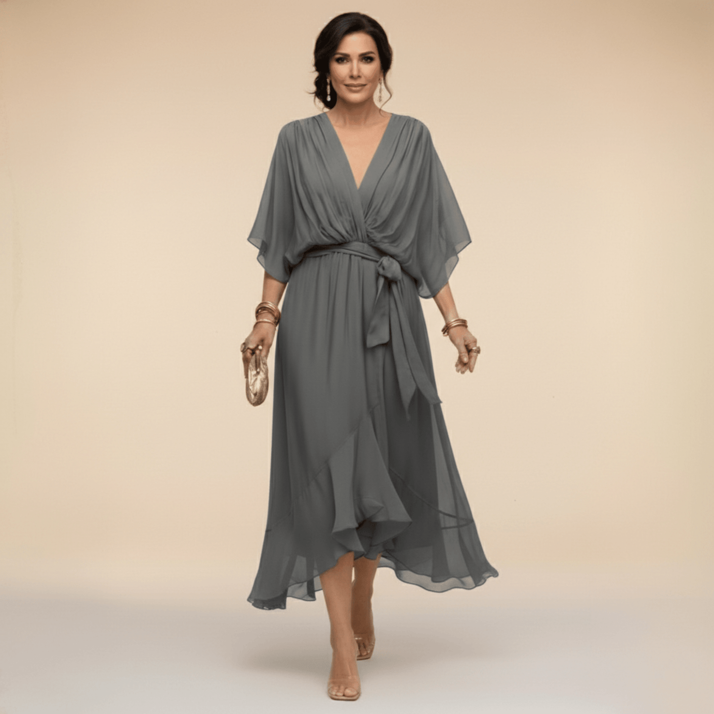 Serena | Chiffonklänning elegant och raffinerad - StilfulltdressDWOD2-DY097009GråSSerena | Chiffonklänning elegant och raffinerad