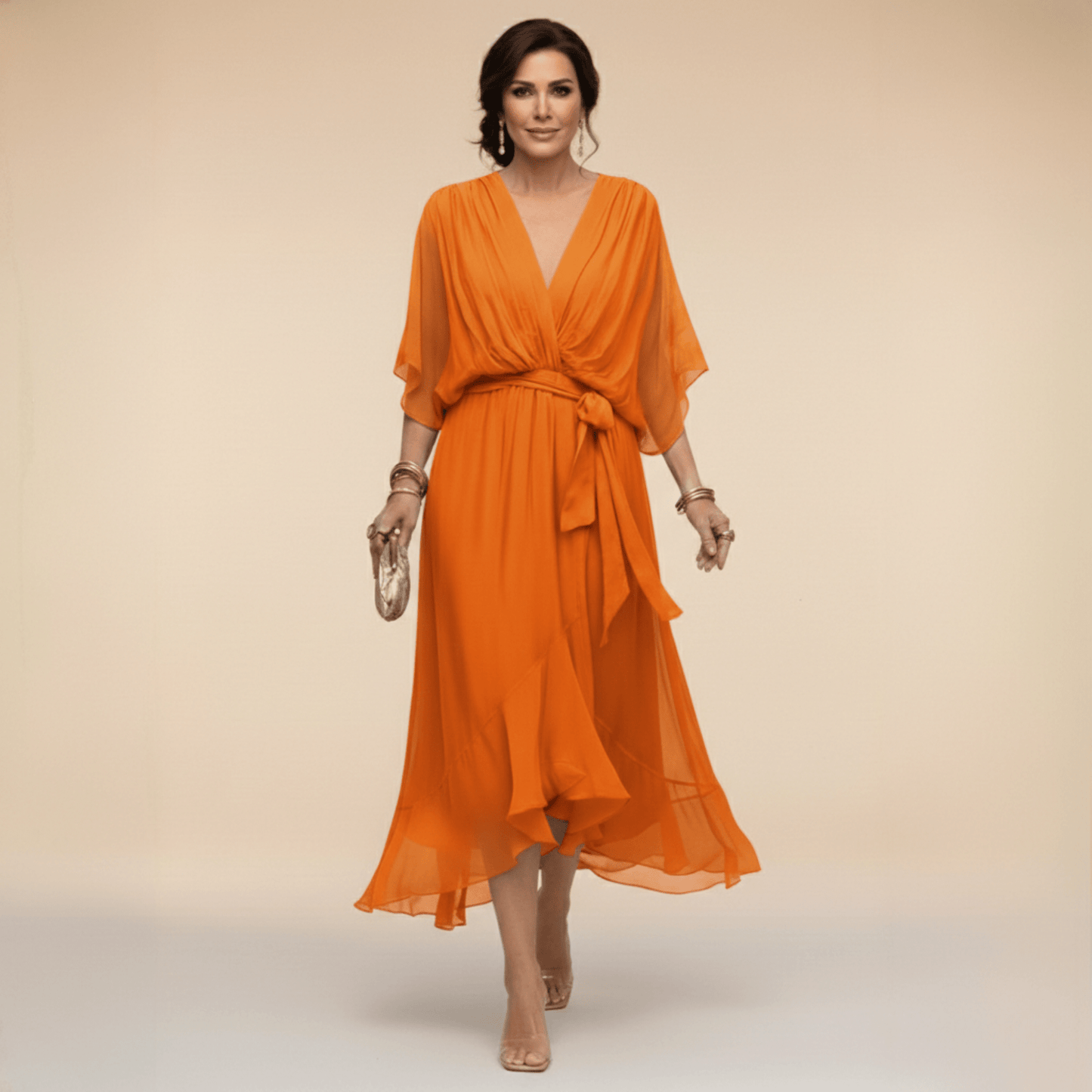 Serena | Chiffonklänning elegant och raffinerad - StilfulltdressDWOD2-DY097033OrangeSSerena | Chiffonklänning elegant och raffinerad
