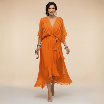 Serena | Chiffonklänning elegant och raffinerad - StilfulltdressDWOD2-DY097033OrangeSSerena | Chiffonklänning elegant och raffinerad