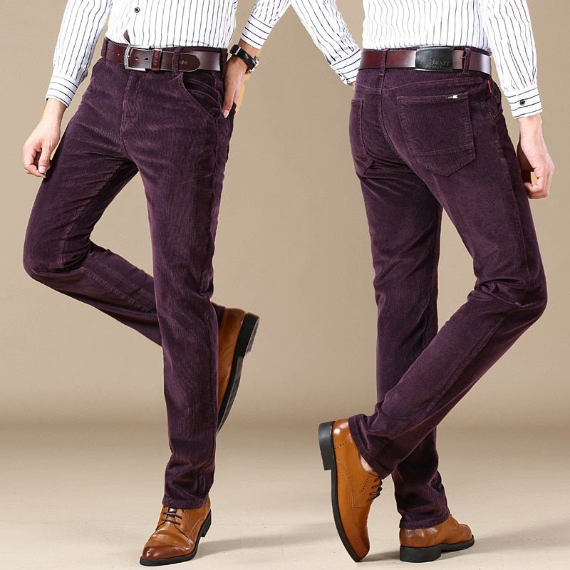 Sheldon | Pantalón de Pana Ajustado de Corte Recto - StilfulltMen's pantsVER25PUR30VER3093Morado30Sheldon | Pantalón de Pana Ajustado de Corte Recto