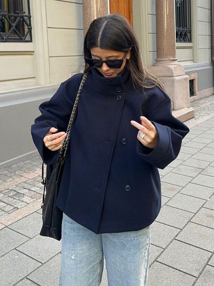 Signe | Oversized A-formet Vinterjakke med Høj Krave - StilfulltWomen's jacketsMarineblå2XSSigne | Oversized A-formet Vinterjakke med Høj Krave