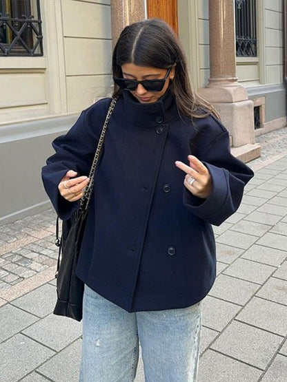 Signe | Oversized A-formet Vinterjakke med Høj Krave - StilfulltWomen's jacketsMarineblå2XSSigne | Oversized A-formet Vinterjakke med Høj Krave