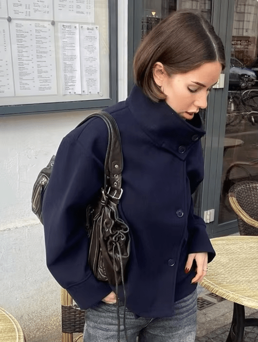Signe | Oversized A-formet Vinterjakke med Høj Krave - StilfulltWomen's jacketsMørkegrå2XSSigne | Oversized A-formet Vinterjakke med Høj Krave