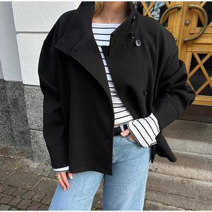 Signe | Oversized A-formet Vinterjakke med Høj Krave - StilfulltWomen's jacketsMørkegrå2XSSigne | Oversized A-formet Vinterjakke med Høj Krave