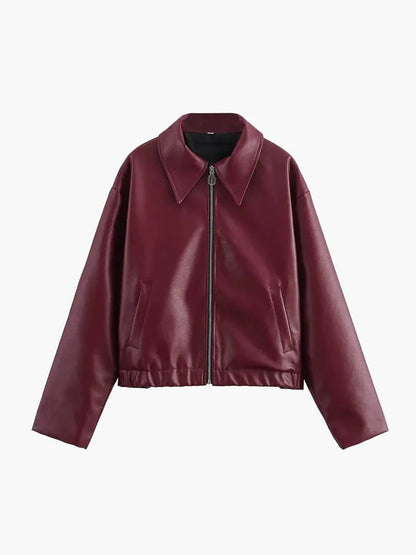 Sloane | Cazadora de Polipiel Burdeos Corta - StilfulltWomen's jacketsDWOD2-BC889001SSloane | Cazadora de Polipiel Burdeos Corta
