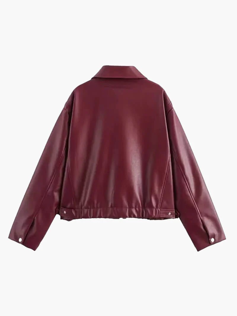 Sloane | Cazadora de Polipiel Burdeos Corta - StilfulltWomen's jacketsDWOD2-BC889001SSloane | Cazadora de Polipiel Burdeos Corta