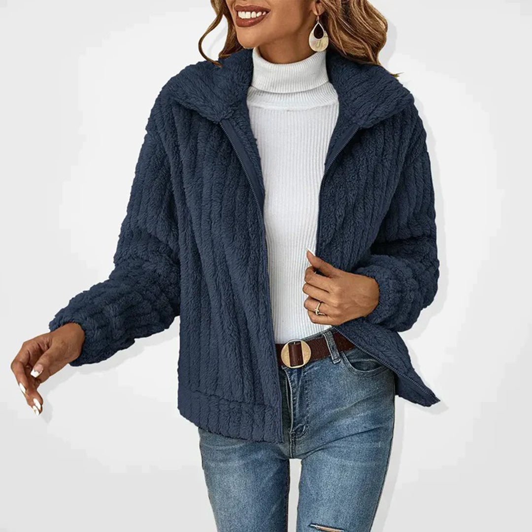 Sloane | Chaqueta de Borreguito Corta con Cremallera - StilfulltWomen's jacketsR5POOH20AzulSSloane | Chaqueta de Borreguito Corta con Cremallera