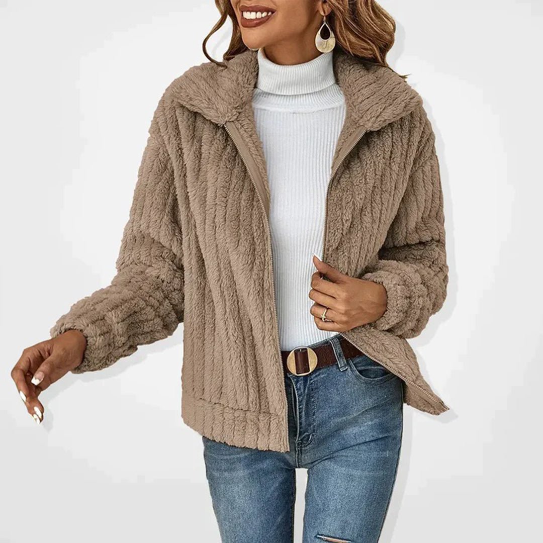 Sloane | Chaqueta de Borreguito Corta con Cremallera - StilfulltWomen's jacketsSXXAQFTOCaquiSSloane | Chaqueta de Borreguito Corta con Cremallera