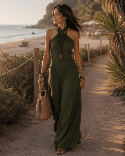 Sloane | Vestido Largo Halter de Verano - StilfulltdressNegroSSloane | Vestido Largo Halter de Verano
