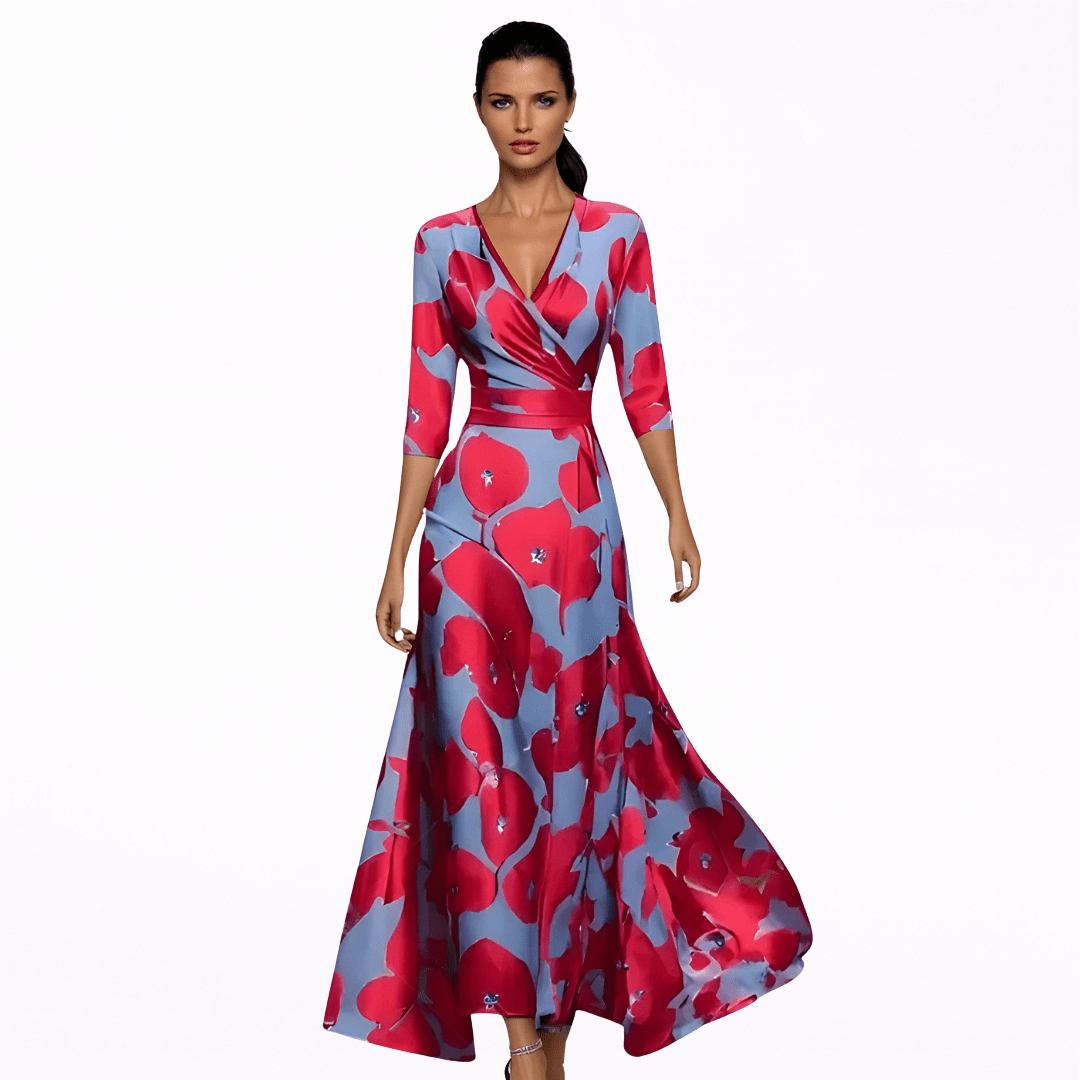 Sofina | Flödande och elegant klänning - StilfulltdressDWOD5-VR471007Röd/BlåSSofina | Flödande och elegant klänning