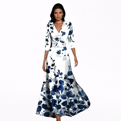 Sofina | Flödande och elegant klänning - StilfulltdressDWOD5-VR471013Vit/BlåSSofina | Flödande och elegant klänning