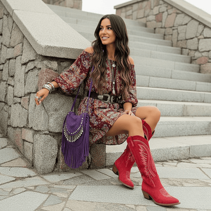 Solana | Botas Cowboy de Mujer Bordadas con Caña Alta - StilfulltWomen's shoesNegro35Solana | Botas Cowboy de Mujer Bordadas con Caña Alta