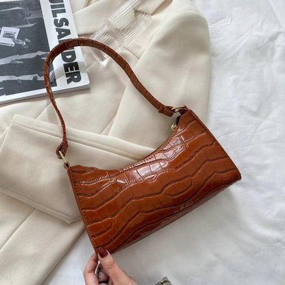 Solveig | Bolso Baguette con Relieve de Cocodrilo - StilfulltWomen's handbagsCOCO-LBR-ONEMarrón claroSolveig | Bolso Baguette con Relieve de Cocodrilo