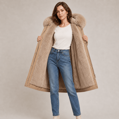Solveig | Parka Larga Impermeable y Acolchada - StilfulltWomen's jacketsBeigeEU 36/38 (S)Solveig | Parka Larga Impermeable y Acolchada