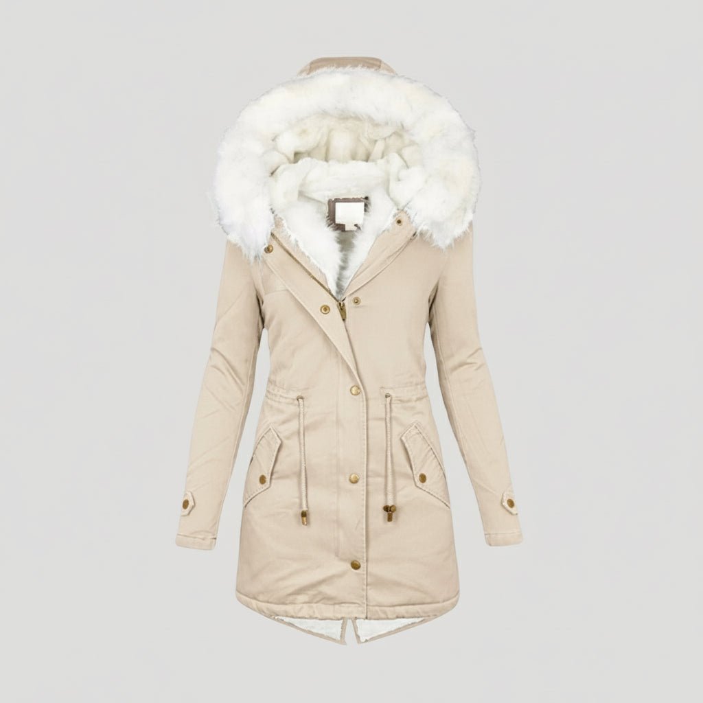 Solveig | Varm Foret Vinterparka med Kunstpels - StilfulltWomen's jacketsBeigeSSolveig | Varm Foret Vinterparka med Kunstpels