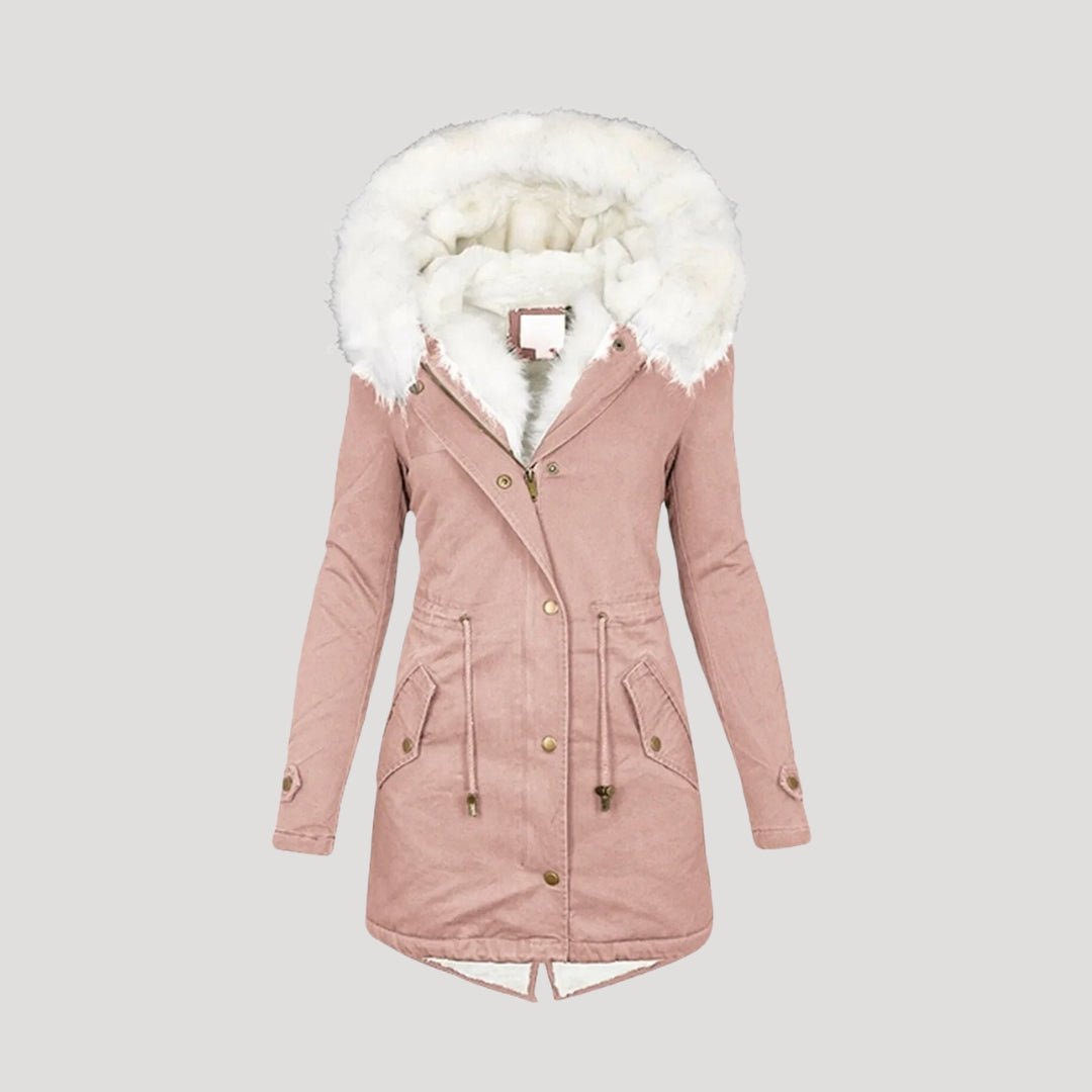 Solveig | Varm Foret Vinterparka med Kunstpels - StilfulltWomen's jacketsPinkSSolveig | Varm Foret Vinterparka med Kunstpels