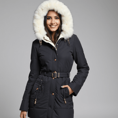Solveig | Varm Foret Vinterparka med Kunstpels - StilfulltWomen's jacketsRødSSolveig | Varm Foret Vinterparka med Kunstpels