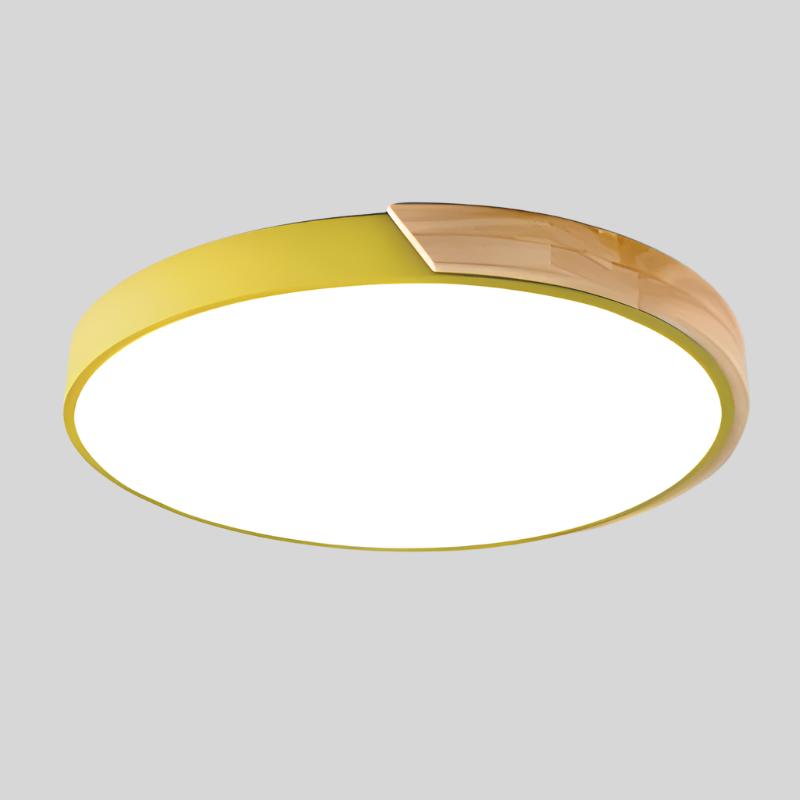 Solvik | Plafón LED de Techo Redondo Estilo Nórdico - StilfulltCeiling lampMODERNEMAC-DIA23-3ES8AmarilloDiámetro 23CM -12WCon maderaSolvik | Plafón LED de Techo Redondo Estilo Nórdico