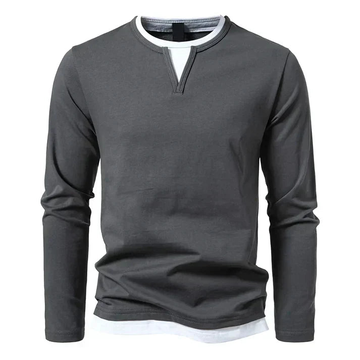 Soren | Camiseta de Manga Larga Bicolor Minimalista - StilfulltMen's sweatersGrisSSoren | Camiseta de Manga Larga Bicolor Minimalista