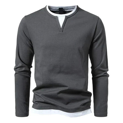 Soren | Camiseta de Manga Larga Bicolor Minimalista - StilfulltMen's sweatersGrisSSoren | Camiseta de Manga Larga Bicolor Minimalista