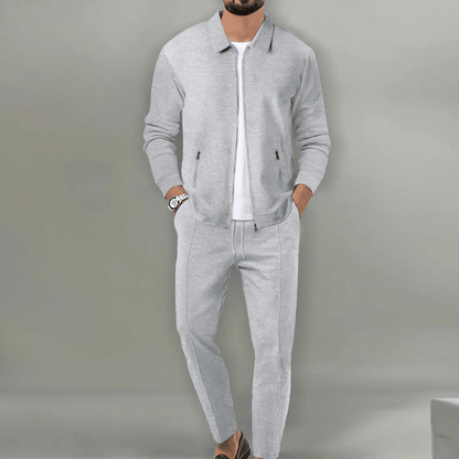 Spencer men's textured zip jacket and trousers set in grey