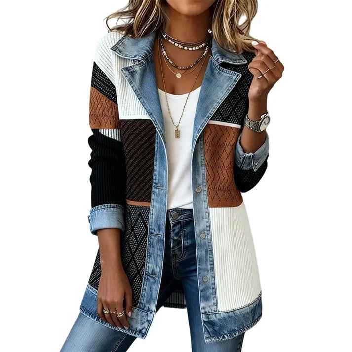 Blakely | Chaqueta Vaquera Larga de Punto Acanalado