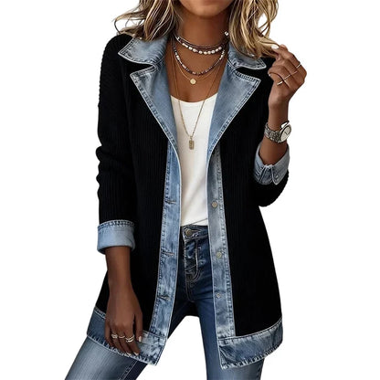 Blakely | Chaqueta Vaquera Larga de Punto Acanalado