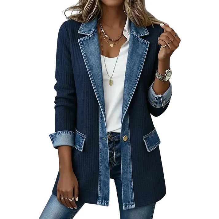 Blakely | Chaqueta Vaquera Larga de Punto Acanalado