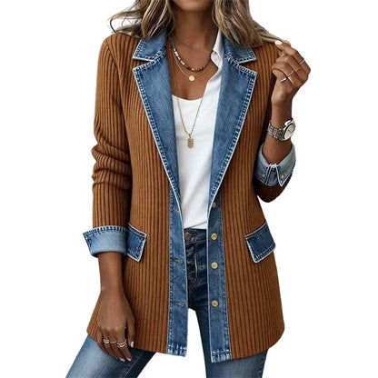 Blakely | Chaqueta Vaquera Larga de Punto Acanalado