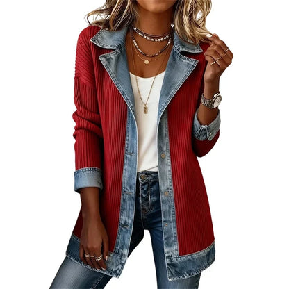 Blakely | Chaqueta Vaquera Larga de Punto Acanalado
