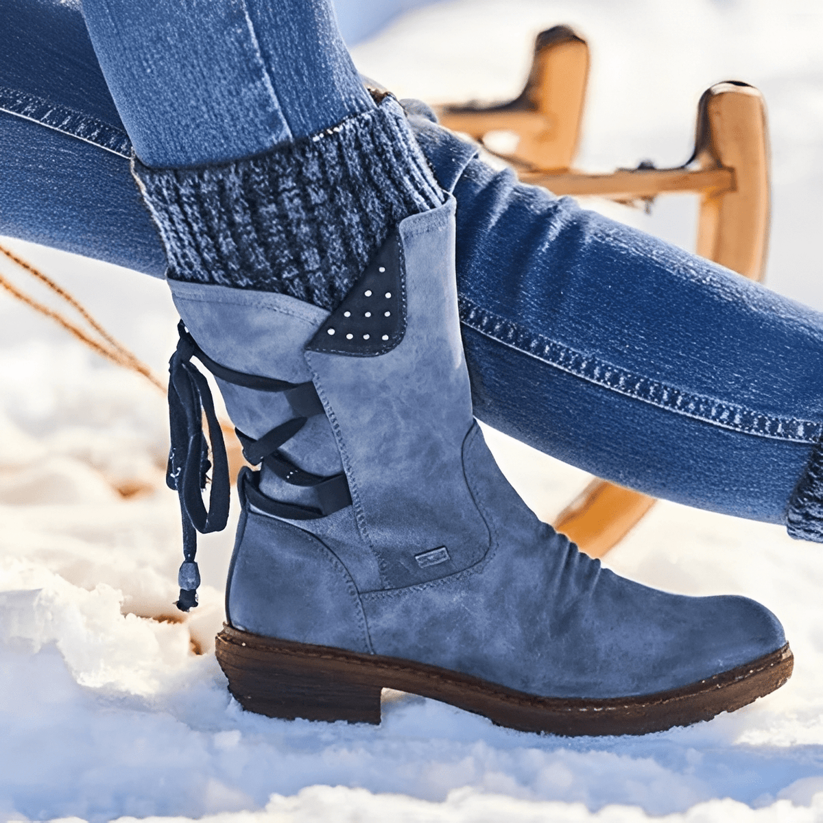 Sutton | Botas de Invierno de Media Caña con Puño de Punto - StilfulltWomen's shoesVIVA428771MODAAzul35Sutton | Botas de Invierno de Media Caña con Puño de Punto