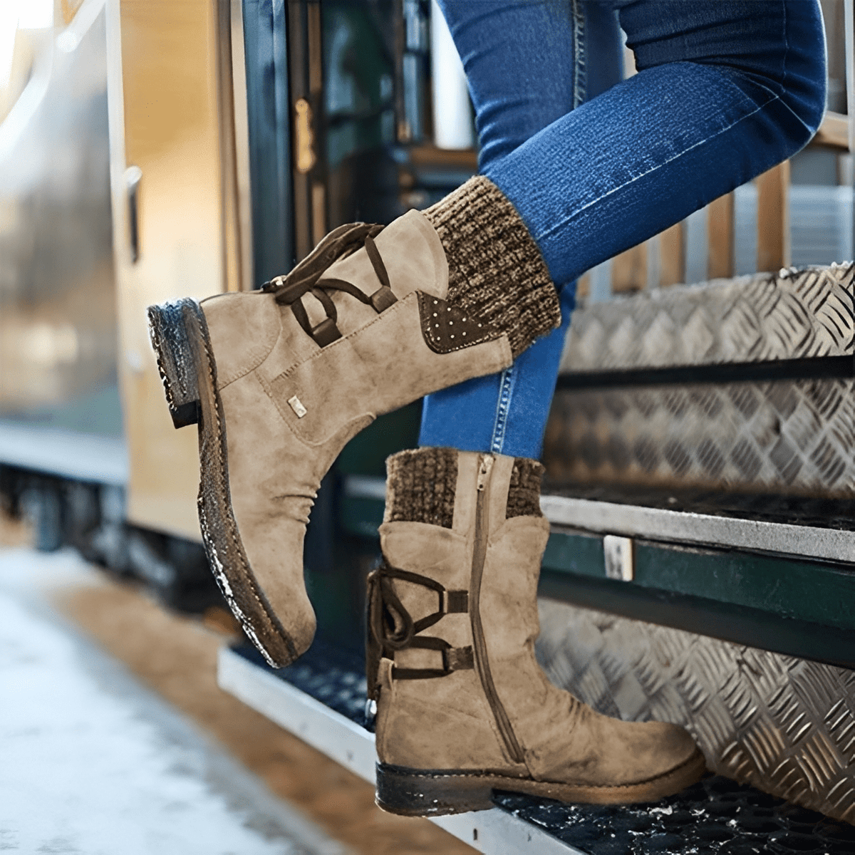 Sutton | Botas de Invierno de Media Caña con Puño de Punto - StilfulltWomen's shoesVIVA428780MODAPúrpura35Sutton | Botas de Invierno de Media Caña con Puño de Punto