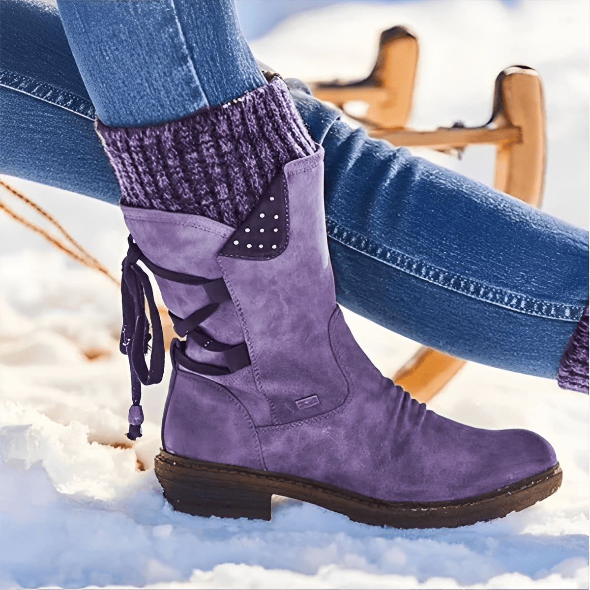Sutton | Botas de Invierno de Media Caña con Puño de Punto - StilfulltWomen's shoesVIVA428780MODAPúrpura35Sutton | Botas de Invierno de Media Caña con Puño de Punto