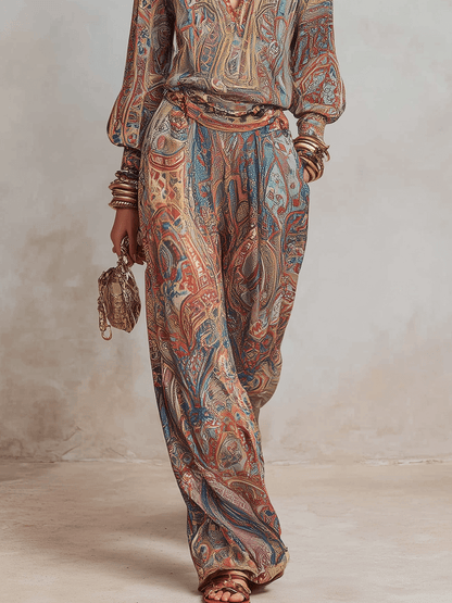 Sutton | Conjunto Paisley de Pierna Ancha - StilfulltWomen's outfit setsGLZ0731A3BC_brown||XS||YUXSSutton | Conjunto Paisley de Pierna Ancha