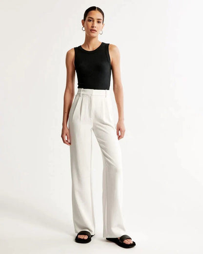 Sutton | Pantalón Ancho de Pinzas y Tiro Alto - StilfulltWomen's pantsDQ1-12823Gris oscuroXSSutton | Pantalón Ancho de Pinzas y Tiro Alto