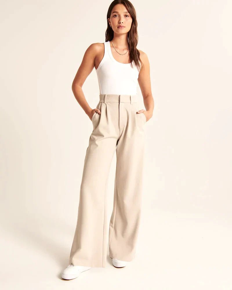 Sutton | Pantalón Ancho de Pinzas y Tiro Alto - StilfulltWomen's pantsDQ1-12823Gris oscuroXSSutton | Pantalón Ancho de Pinzas y Tiro Alto