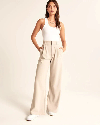 Sutton | Pantalón Ancho de Pinzas y Tiro Alto - StilfulltWomen's pantsDQ1-12823Gris oscuroXSSutton | Pantalón Ancho de Pinzas y Tiro Alto