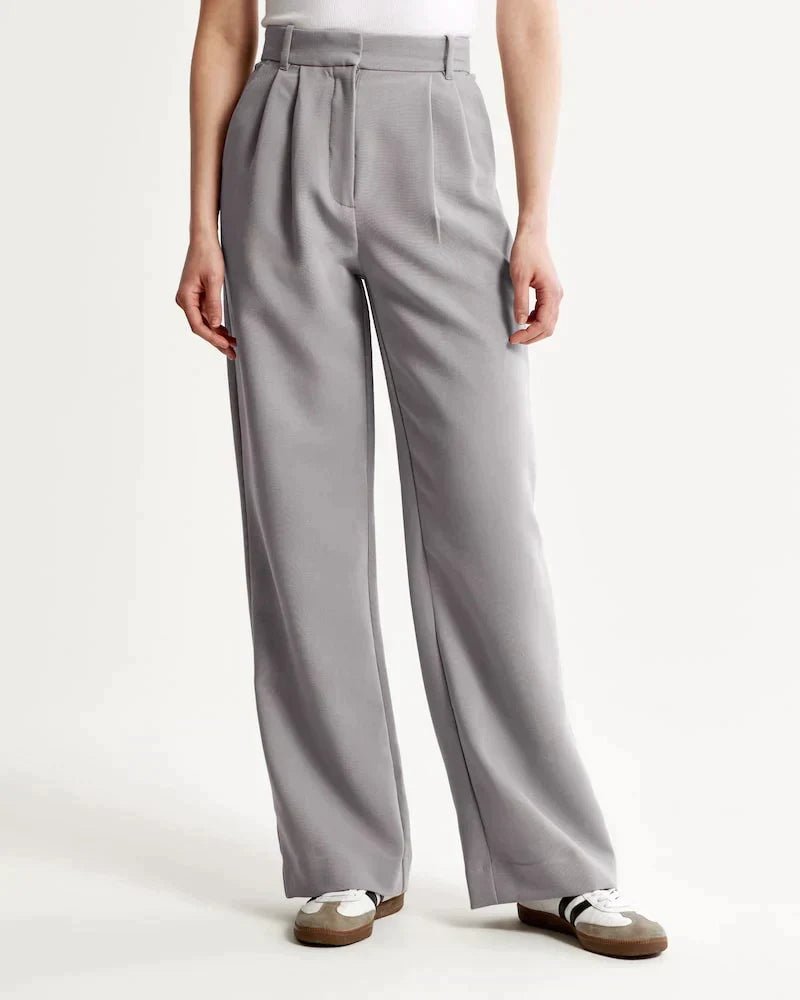 Sutton | Pantalón Ancho de Pinzas y Tiro Alto - StilfulltWomen's pantsDQ1-12823Gris oscuroXSSutton | Pantalón Ancho de Pinzas y Tiro Alto