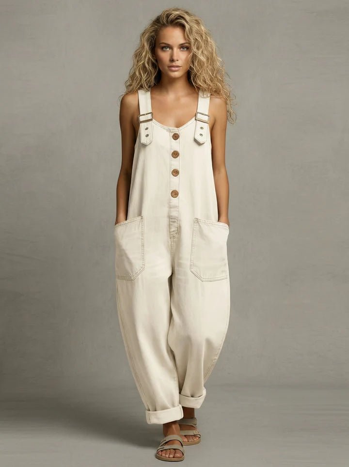 Sutton | Peto Vaquero Holgado con Botones - StilfulltWomen's jumpsuitsBlancoSSutton | Peto Vaquero Holgado con Botones