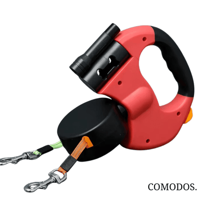 TandemPaw | Correa Extensible Doble con Linterna LED - StilfulltDog leashes1738RojoTandemPaw | Correa Extensible Doble con Linterna LED
