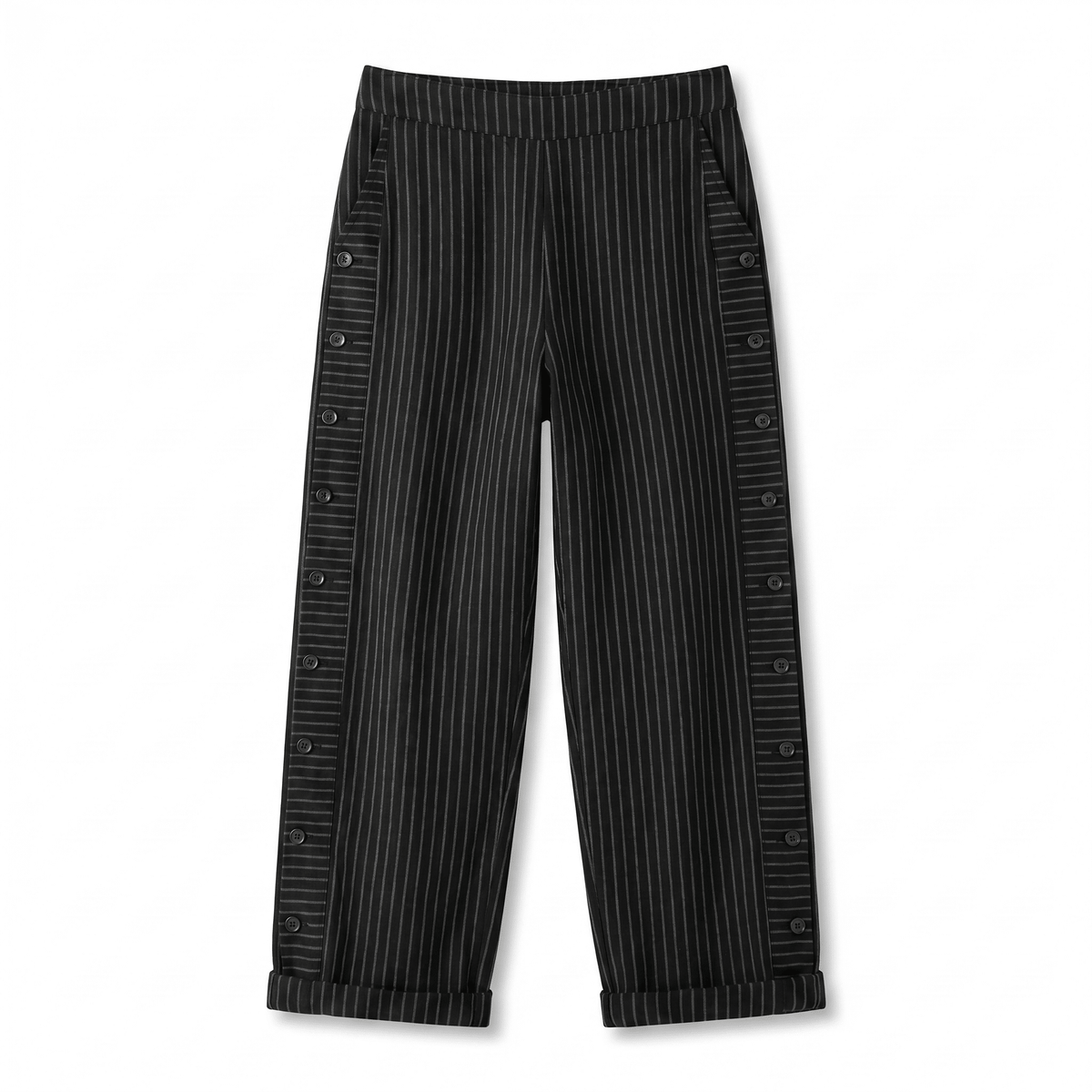 Tatum | Pantalón Recto con Panel de Rayas y Botones - StilfulltWomen's pantsRosaXSTatum | Pantalón Recto con Panel de Rayas y Botones