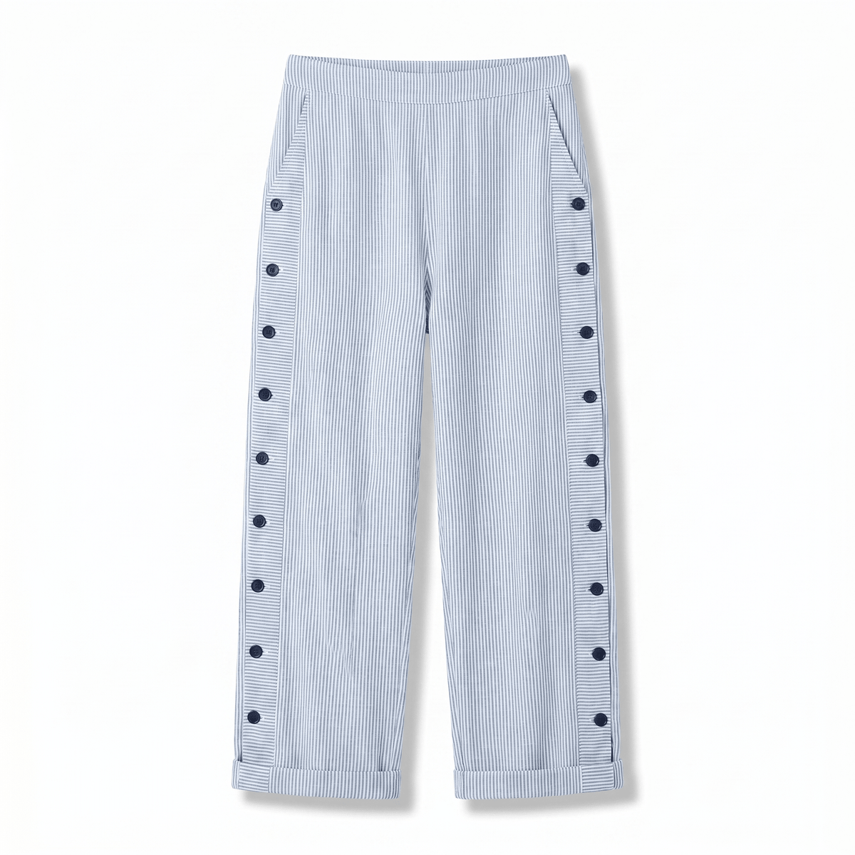 Tatum | Pantalón Recto con Panel de Rayas y Botones - StilfulltWomen's pantsRosaXSTatum | Pantalón Recto con Panel de Rayas y Botones
