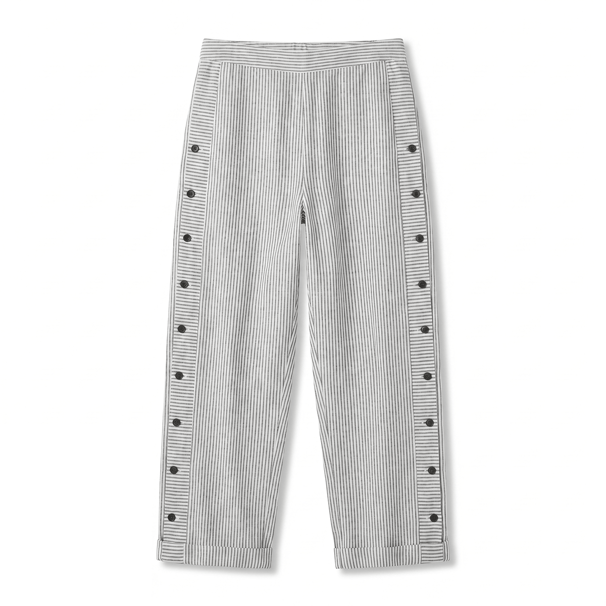Tatum | Pantalón Recto con Panel de Rayas y Botones - StilfulltWomen's pantsRosaXSTatum | Pantalón Recto con Panel de Rayas y Botones