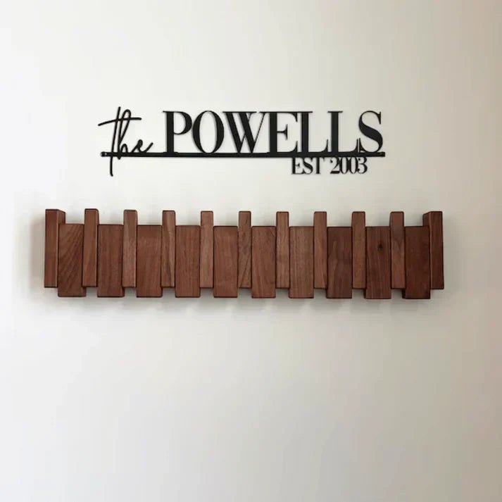 Teclara | Perchero de Pared de Madera con Diseño de Teclas - StilfulltHome decorGTGD6K5E4 ganchos (34x18x5.5cm)Madera de hayaTeclara | Perchero de Pared de Madera con Diseño de Teclas